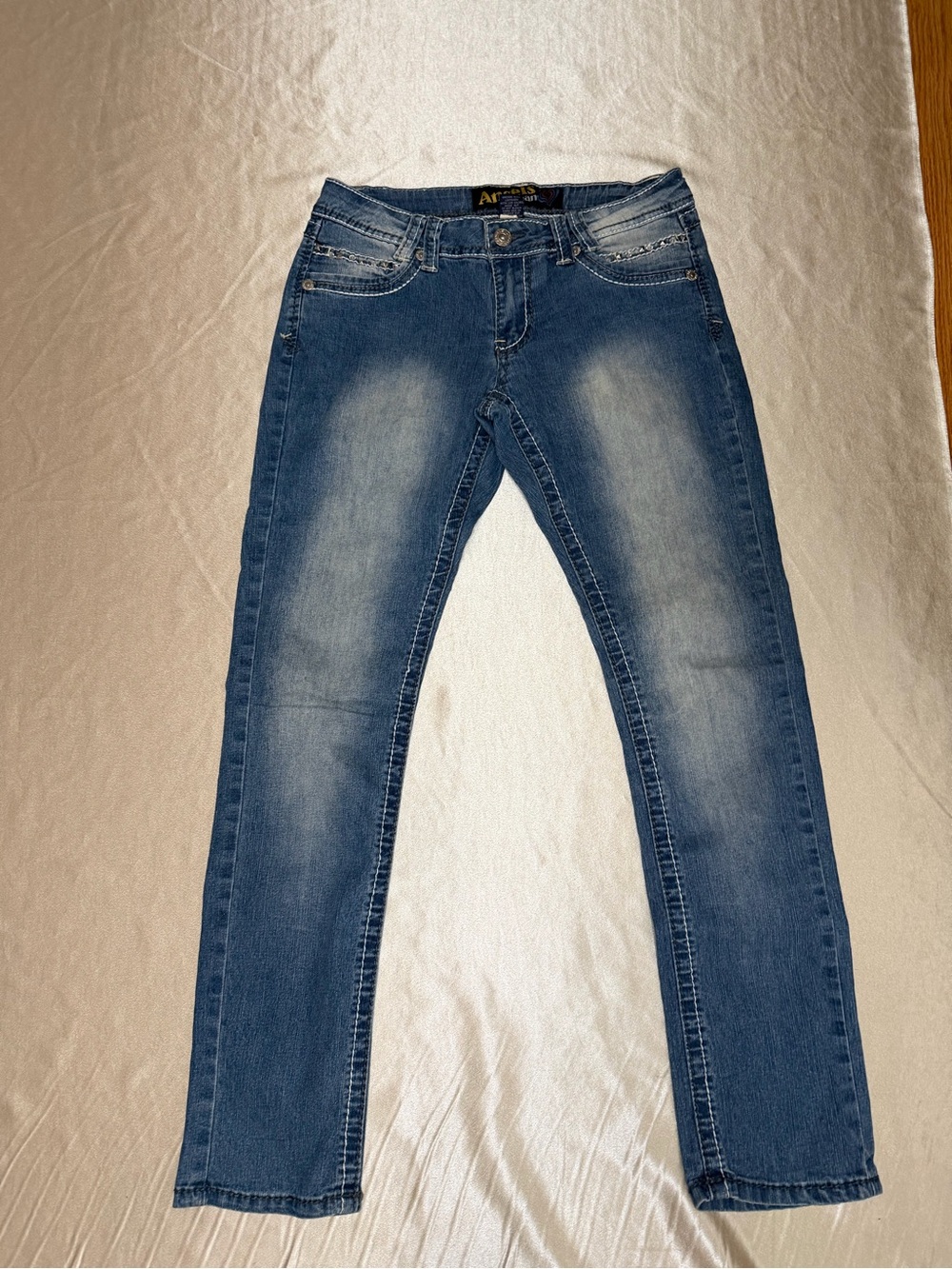 Angels skinny Jeans Women's Size 11 Embellished Pockets  Contrast Stitching Y2K